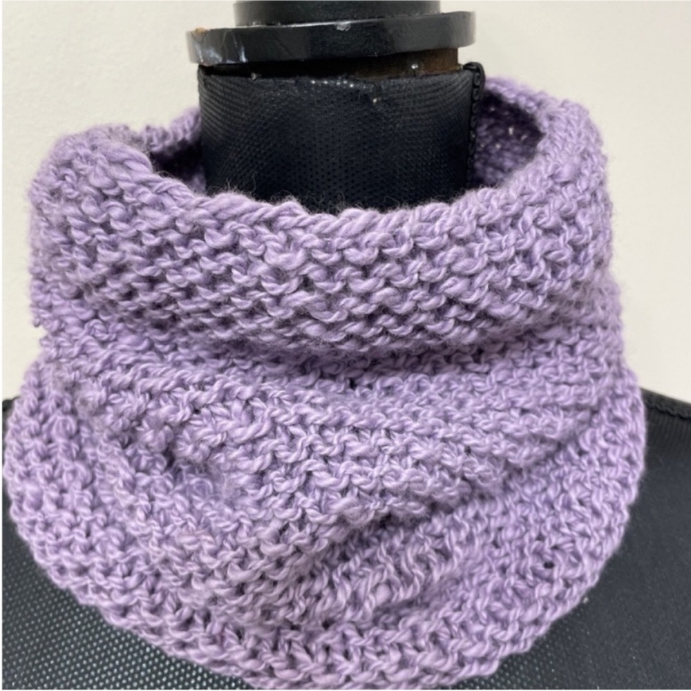 New Women’s Purple Lavender Hand Knit  Organic Cotton  Neck Warmer Scarf Cowl OS